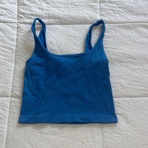Blue Ribbed Tank Top